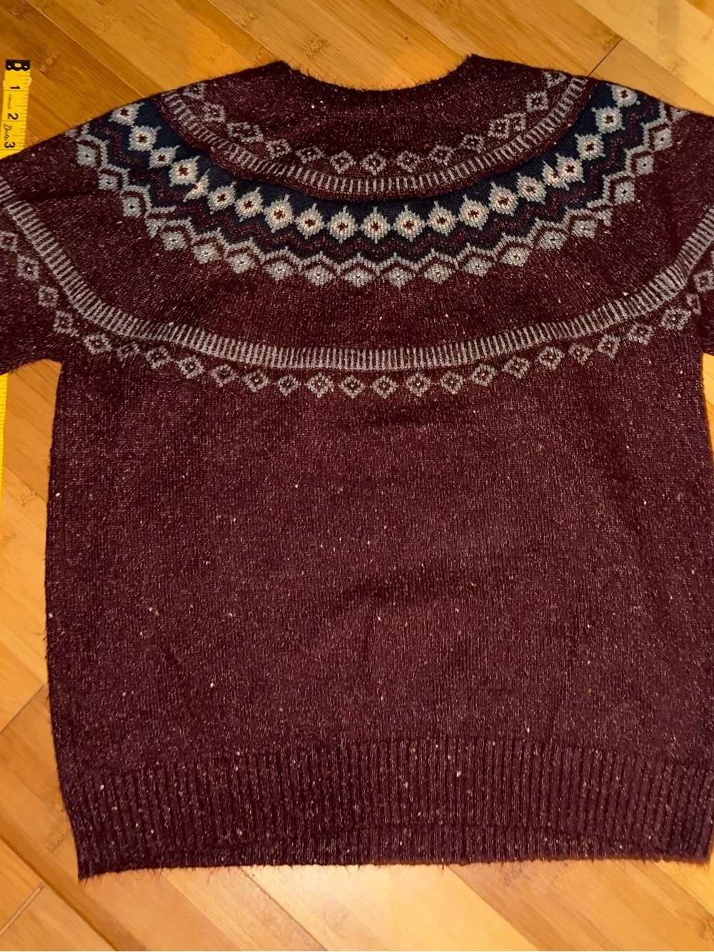 Weatherproof Vintage Men’s Fair Isle Crewneck Sweater Size L Burgundy Gray